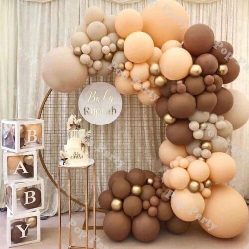 Baby Shower Balloons Garland Coffee Brown Balloon Arch KIt Wedding Birthday Decorations Blush Anniversary Party Decor Supplies