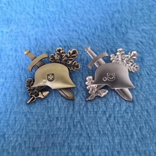 WW2 Germany Army Helmet Lapel Pin Badges Lot of 2