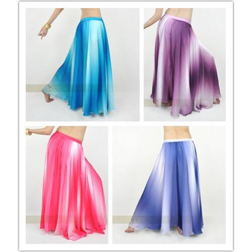 Shining Satin Long Spanish Skirt Swing dancing skirt Belly Dance skirt gradually varied colors skirt 4 colors