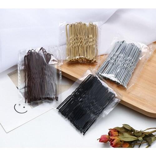 New 50 Pcs 6 cm U Shaped Hair Pins Waved Hair Clips Metal Barrettes Wedding Bridal Simple Hairstyle Tools Hair Pins Trinket