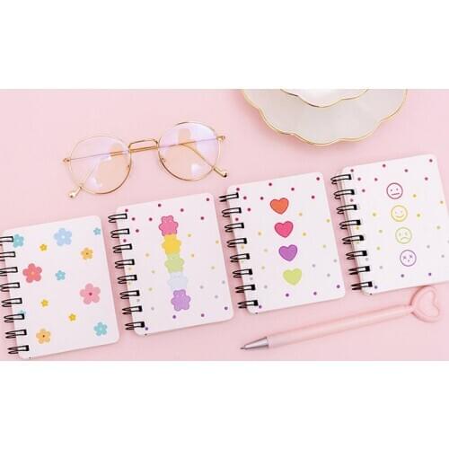 Fresh floral coil book Cartoon bear memo note Portable notebook for students Office stationery pocket notebook 4pcs/lot