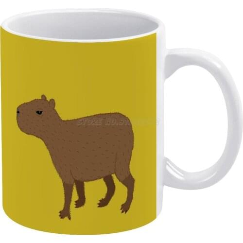 Yellow Capybara White Mug Custom Printed Funny Tea Cup Gift Personalised Coffee Mug Capybara Yellow Cute Animal Weird Strange Ro