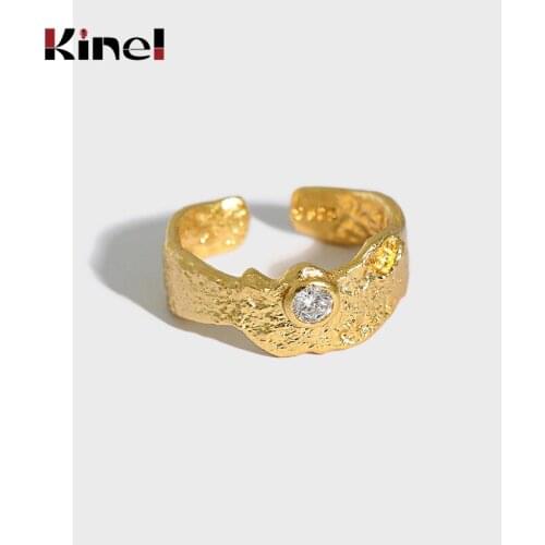 Kinel Silver Rings For Women Authentic 925 Sterling Silver Gold Color Delicate Irregular Fine Jewelry Handmade Ring