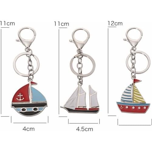 100pcs Sailboat Anchor Rudder Key Chain Alloy Key Ring Creative Gift WB1522