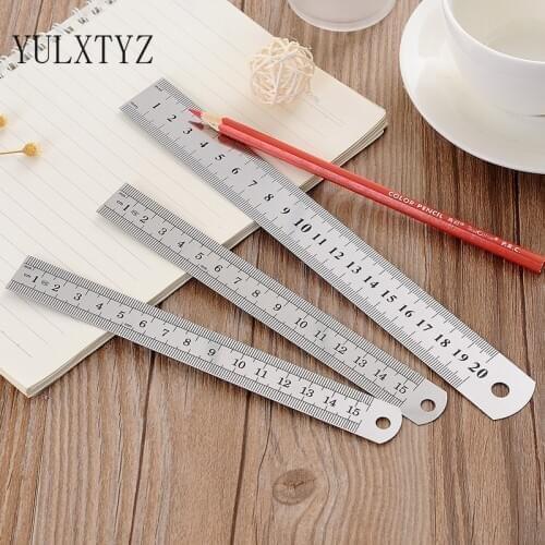 15-30cm Sewing Ruler Stainless Steel Metal Straight Ruler Precision Double Sided Measuring Tool School Office Drawing Stationery