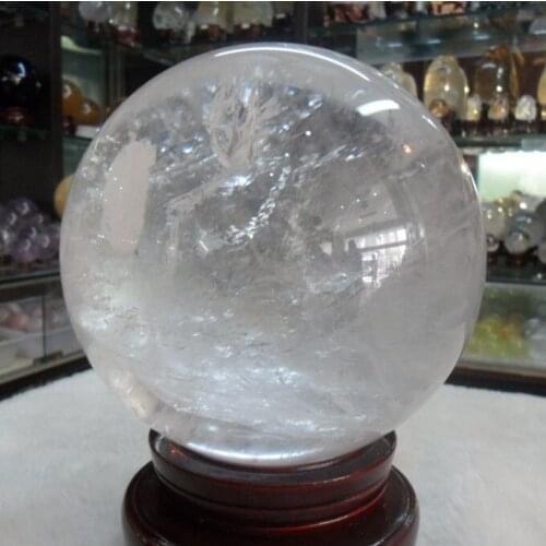 15cm natural clear quartz crystal ball sphere +stand