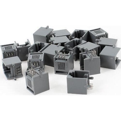 19 x Black Gray Plastic Unshielded RJ12 6 Pin Network Ethernet PCB Jacks Socket