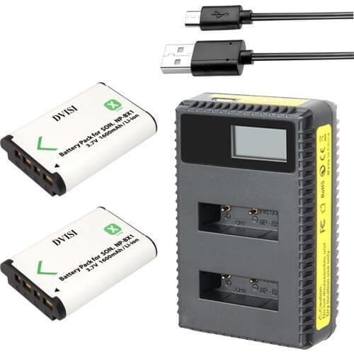 2Pcs NP-BX1 NP BX1 Battery +LCD Dual Charger for SONY DSC RX1 RX100 RX100iii M3 M2 RX1R WX300 HX300 HX400 HX50 HX60 GWP88 PJ240E
