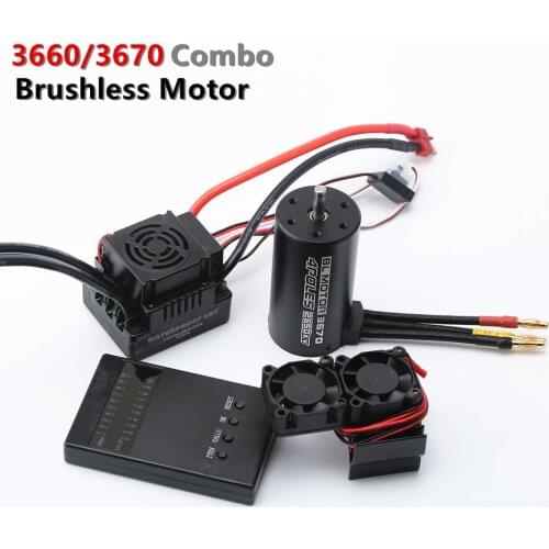 3660/3670 2150KV 3300KV 3800KV 2650KV Brushless Motor +80A/120A Brushless ESC with heatsink Combo Set for 1/8 1/10 RC Car