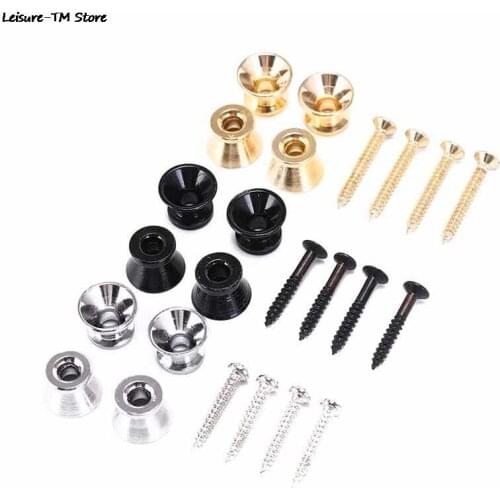 4Pcs/lot Bass Guitar Ukulele Strap Buttons Screw Lock Pins Pegs Pads Strap Lock StrapLock Black/ Silver/ Gold Choose