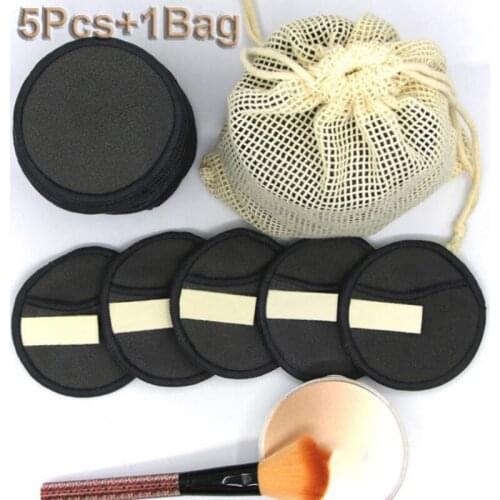 5pcs/Pack Reusable Bamboo Makeup Remover Pads Washable Rounds Cleansing Facial Cotton Pads Suitable for many parts of the face