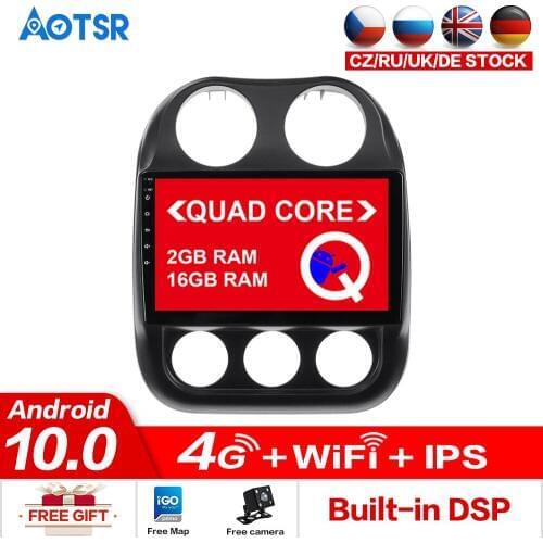AOTSR Android 10.0 16GB Car Accessories Tracker For Jeep Compass 2010-2016 Car Player Navigation GPS 1 din Multimedia Radio