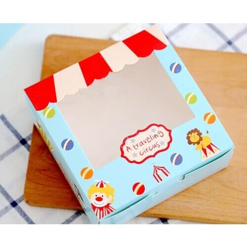 Free shipping circus troupe transparent decoration cake cookie dessert box bakery package boxes favors supply