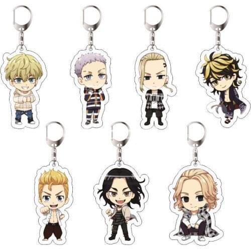 Cute Anime KeychainsTokyo Revengers Figure Key Chain Manjiro Ken Takemichi Hinata Atsushi Chibi Kawaii Bag Pendant Key Ring Gift