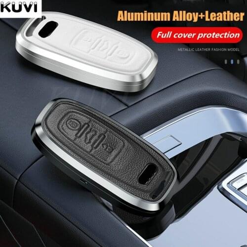 Alloy Leather Car Remote Smart Key Cover Case Shell For Audi A1 A3 A4 A5 A6 A7 A8 Quattro Q3 Q5 Q7 2009-2015 Accessories
