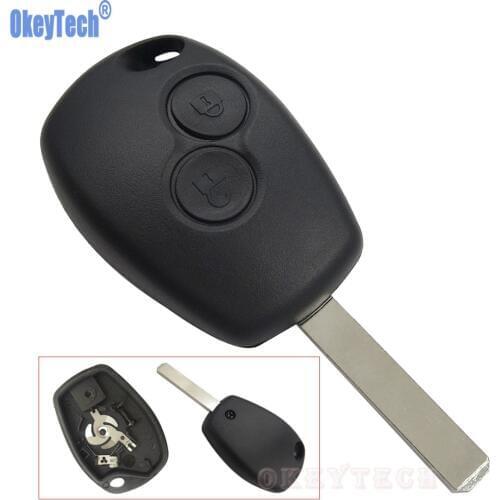 OkeyTech 2 Buttons Key Case For Renault Duster Modus Clio 3 Twingo DACIA Logan Sandero Uncut Blade Fob Remote Shell Replacement