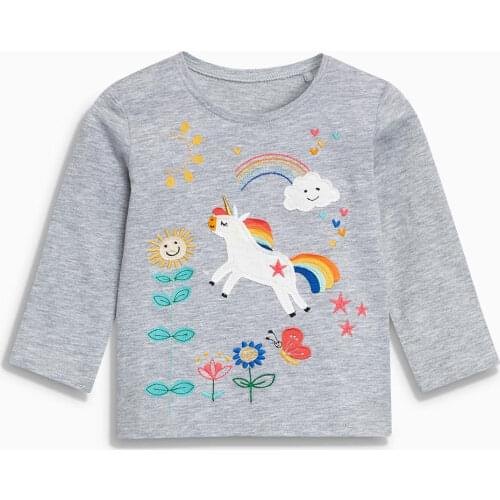 Jumping Meters Baby Cow Flower Girl Clothing 2018 Brand Kids Clothes Long Sleeve Children Tops Tees Free Shipping New T-shirts