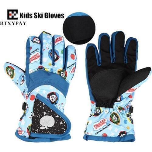 Children Ski Gloves,Winter Plus Velvet Warm Kids Boys&Girls Outdoor Cartoon Skiing Gloves Waterproof Windproof Gloves,for 3-8age