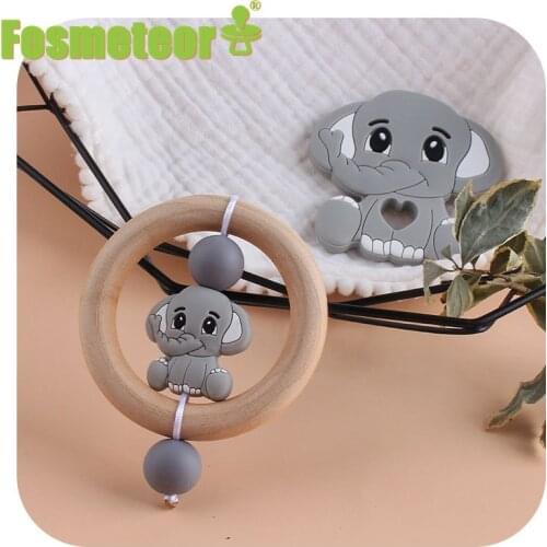 Fosmeteor Cute Silicone Elephant Teething Pendant Pacifier Infant Baby Toddler Rattle Toy Teething Bracelet Baby Molar Gift
