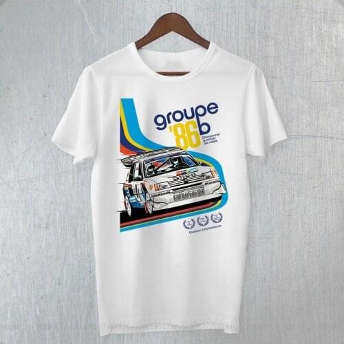 T-Shirt PEUGEOT Sport 205 Maxi GTI Rally WRC Group B Yuha Kankkunen 1986 History Cotton Printing Men Tops Tee Shirt