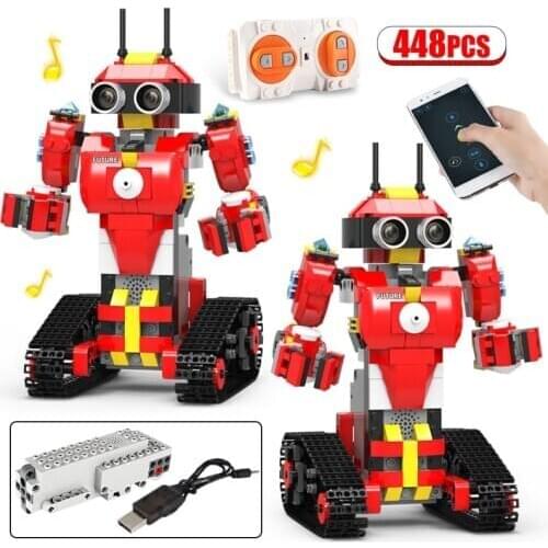 City Technical Electric RC Programmable Mecha Robot Building Blocks Creator APP Remote Voice Control Robot Bricks Toys For Boys