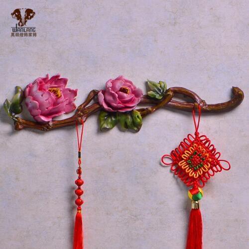 Decoration Art Decoration Art The Chinese Peony hook hanging creative decorative wall coat rack row hook bedroom wall decoration