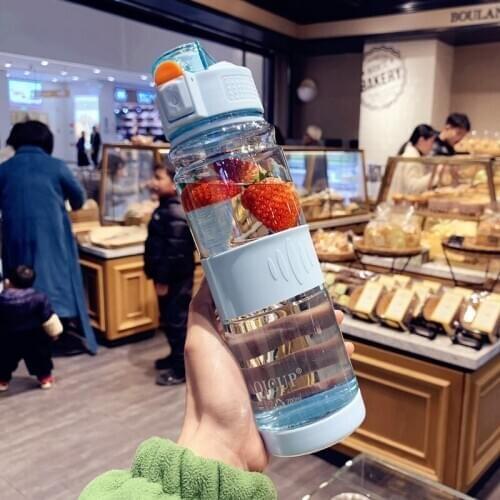 Summer Korean Student Teenage Heart Plastic Water Bottle Creative Simple Cup Portable Personality Anti-fall Motion Hand Cup