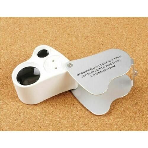 New 30x 60x Jewelers Loupe Dual lenses Band Light Antique geology Magnifier 22mm Lens