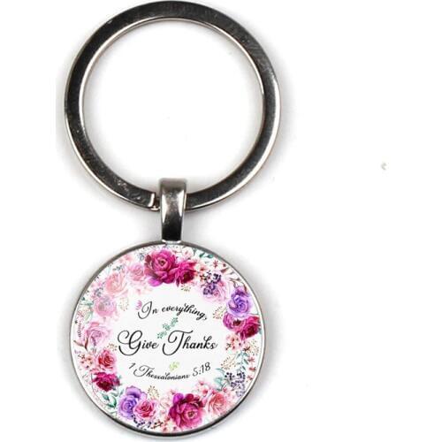 Fashion new Catholicism Bible Verse Keychains Round Pendant Glass Scripture Quote Faith Christian Key Rings Religious Trinket
