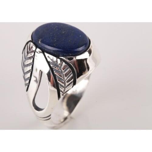 UM US JEWELRY Lapis Gemstone 925 Sterling Silver Men Ring