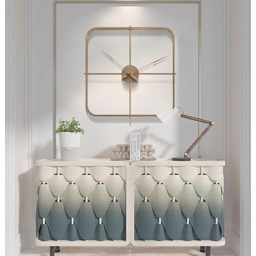 Nordic Wrought Iron Square Wall Clock Wall Hanging Decoration Livingroom Home Wall Murals Hotel Mute Clock Wall Sticker Crafts