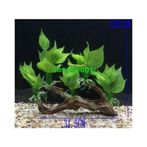 New large-scale fish tank decorations, artificial resin sink wood and water plants landscaping decoration