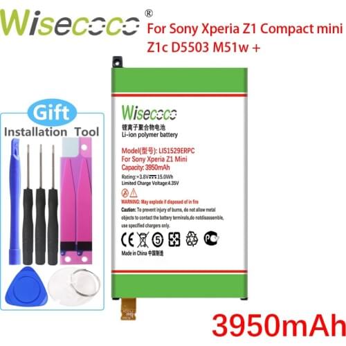 Wisecoco LIS1529ERPC 3950mAh NEW battery For SONY Xperia Z1mini D5503 Z 1 Compact M51w+Tracking Number