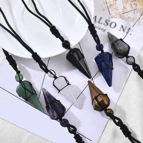 Natural Chakra Reiki Stone Aesthetic Necklaces For Women Men Rope Chain Geometric Penadnt Daily Party Fashion Jewelry