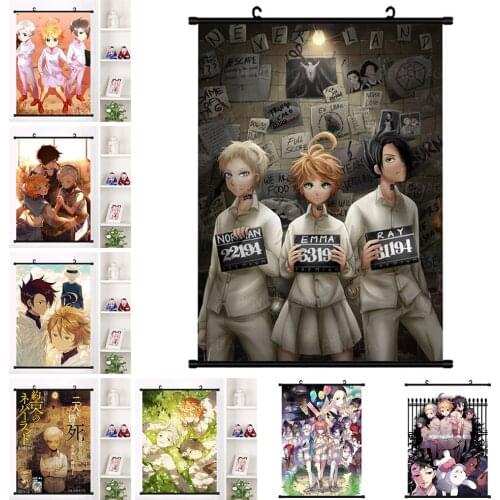 Promised Neverland Poster Anime Canvas Painting Plastic Hanging Scrolls Print Wall Art Character Picture Decoration Bedroom Home