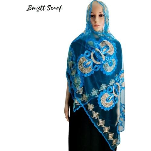 2021 African Womens Embroidered Scarf Shawl, Outdoor Mesh Wrap-Head Scarf 200*50 cm Lent Scarf Muslim Fashion Turban CapeBF-211