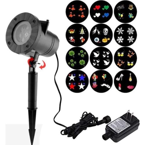 12 Pattern Snowflake Christmas Decoration Projection Lamp Birthday Party Decorate Birthday Waterproof Outdoor Lawn Projection