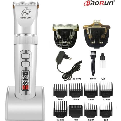Professional Electric Pet Hair Trimmer Rechargeable Cat Dog Grooming Clipper Shaver LCD Speed/Power Display Hair Cutting Machine