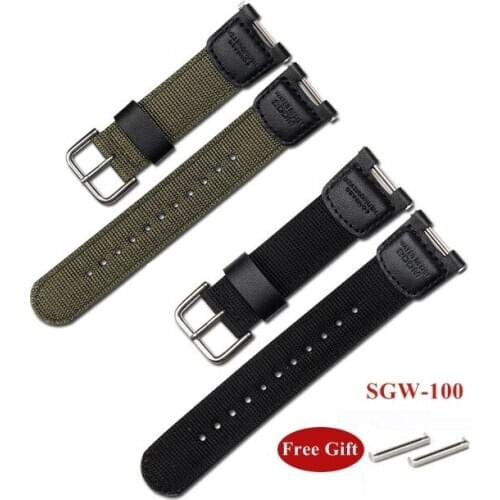 Nylon Canvas Strap for Casio G-shock SGW-100 GW-3500B Outdoors Sport Men Replacement Band Bracelet Watch Accessories Army Green