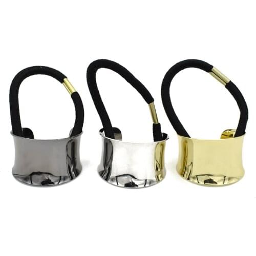1 Pc Chic Hair Clip Woman Girls Metal Elastic Ponytail Holder Hair Cuff Wrap Tie Band Ring Rope Pink Black Gold Silver Hair Rope