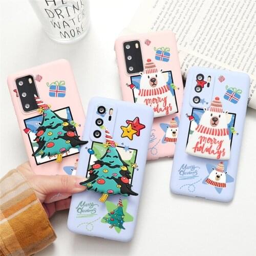 Christmas 3D Silicone Stand For Huawei P30 P40 Lite E P20 Mate 10 20 Y6 Y7 Y9 P Smart 2019 Honor 8X 9X 9C 9 10 Lite 10i 20i Case
