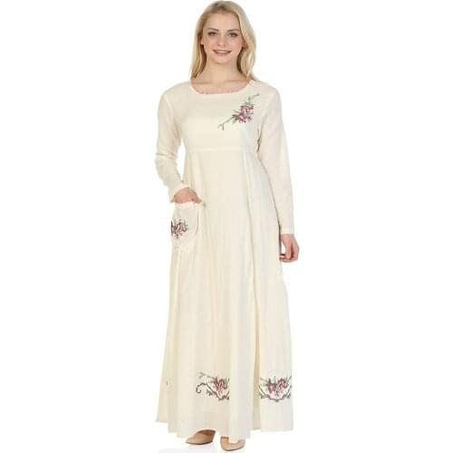 Handmade Long Sleeve Summer And Spring Cotton Fabric Dress New Fashion Womens Clothing Collections 5 Different Color Options