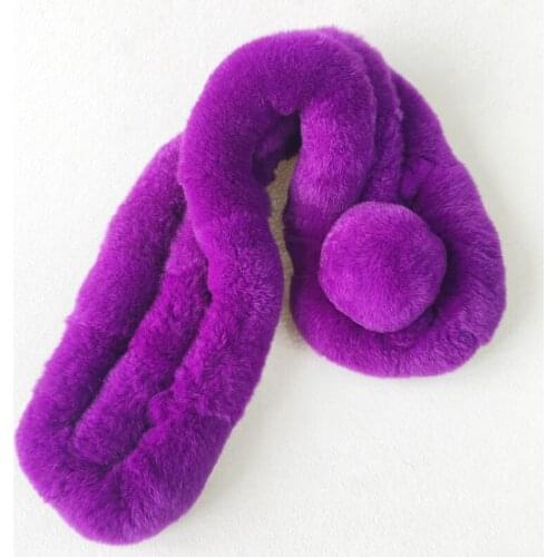 Wholesale price fur scarf women winter fur scarves autumn warm fur pom pom wraps of natural rex rabbit fur purple pink S102
