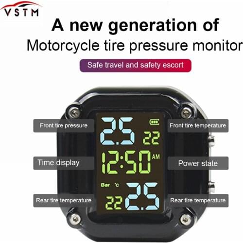 Motorcycle TPMS Tire Pressure Monitoring System Real Time Tyre Pressure Alarm Systems With 2 External Sensors Free Shipping
