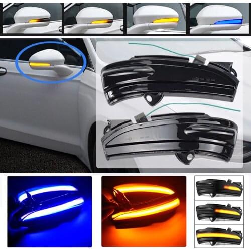 LED Dynamic Turn Signal Blue/Yellow Bicolor Light Flowing Water Blinker Flashing Indicator For FORD MONDEO MK5 2014-2019 MK V 5