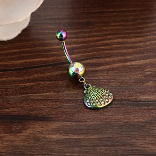 10PCS 14g All Stainless Steel Rainbow Gems Navel Belly Button Navel Piercing Jewelry New