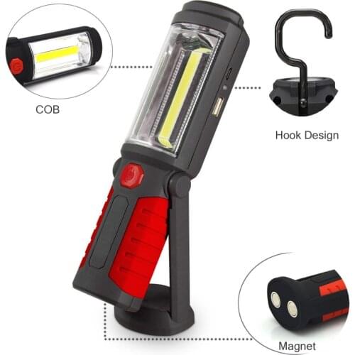 USB Rechargeable LED Flashlight Torch Work Light Stand COB lanterna Magnetic HOOK 18650 Battery Flashlights for Outdoor