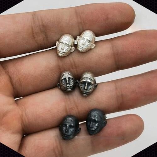 Vintage Silver Color Skull Earrings For Men Women Party Earrings Unisex Jewelry Steampunk Gothic Earrings Retro Ear Jewelry Gift