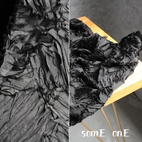 Embroidered Gauze Fabric Jacquard Black Petal DIY Background Decor Skirt Gown Wedding Dress Lace Designer Fabric