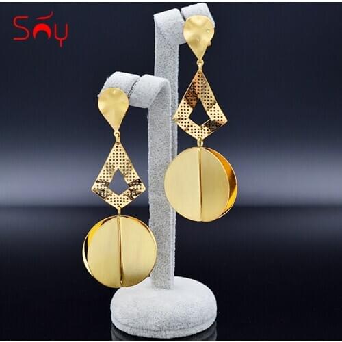 Sunny Jewelry Ethnic Jewelry Round Moon Earrings For Women Long Drop Dangle Earrings For Party Wedding Anniversary Earrings